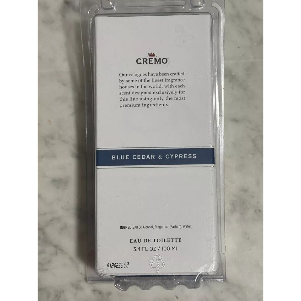 NEW NIB Cremo Cologne For Men No. 4 - Blue Cedar & Cypress 3.4 fl oz