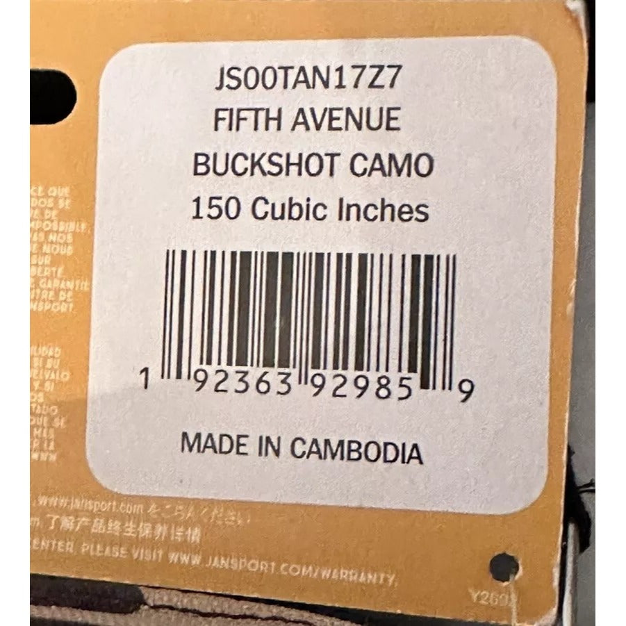 NWT JanSport Fifth Avenue 2.5L Fanny Pack/Waist Pack - Buckshot Camo