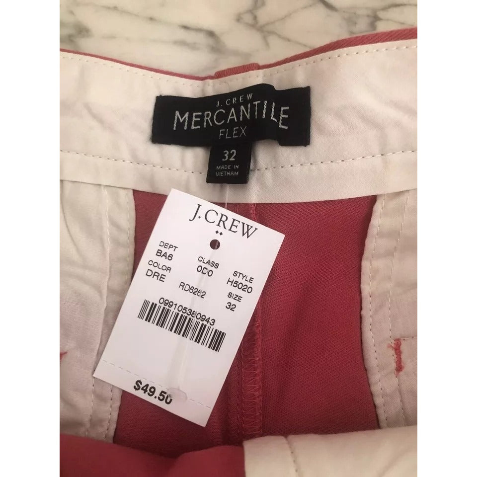 NWT J. Crew Mercantile Flex Gramercy Red Chino Shorts - mens sz 32 w/ 9” inseam