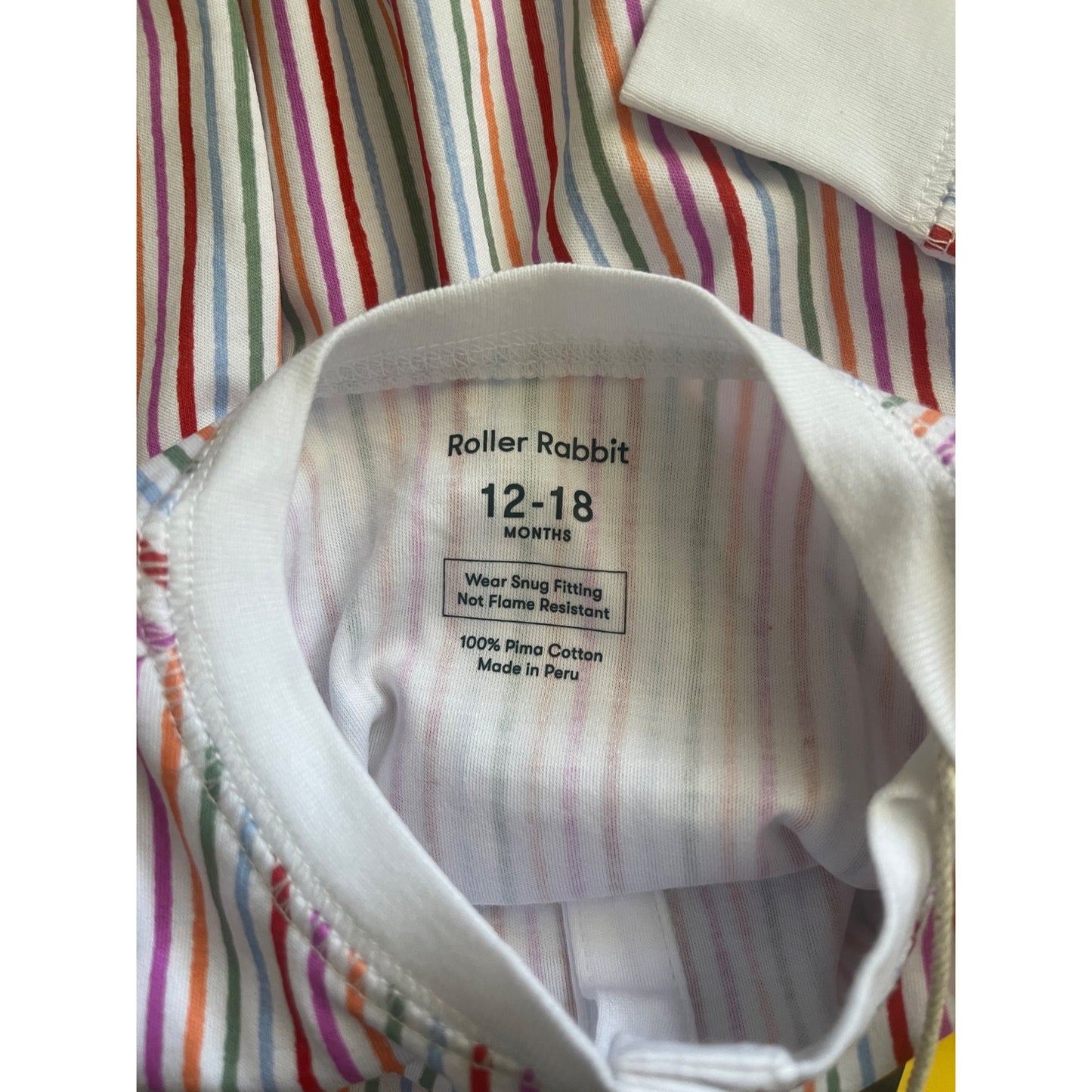 NWT Roller Rabbit 12-18 Months Kids Party Stripe Pajamas Multi Pima Cotton