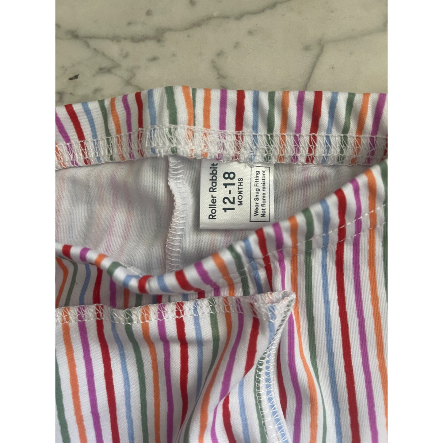 NWT Roller Rabbit 12-18 Months Kids Party Stripe Pajamas Multi Pima Cotton