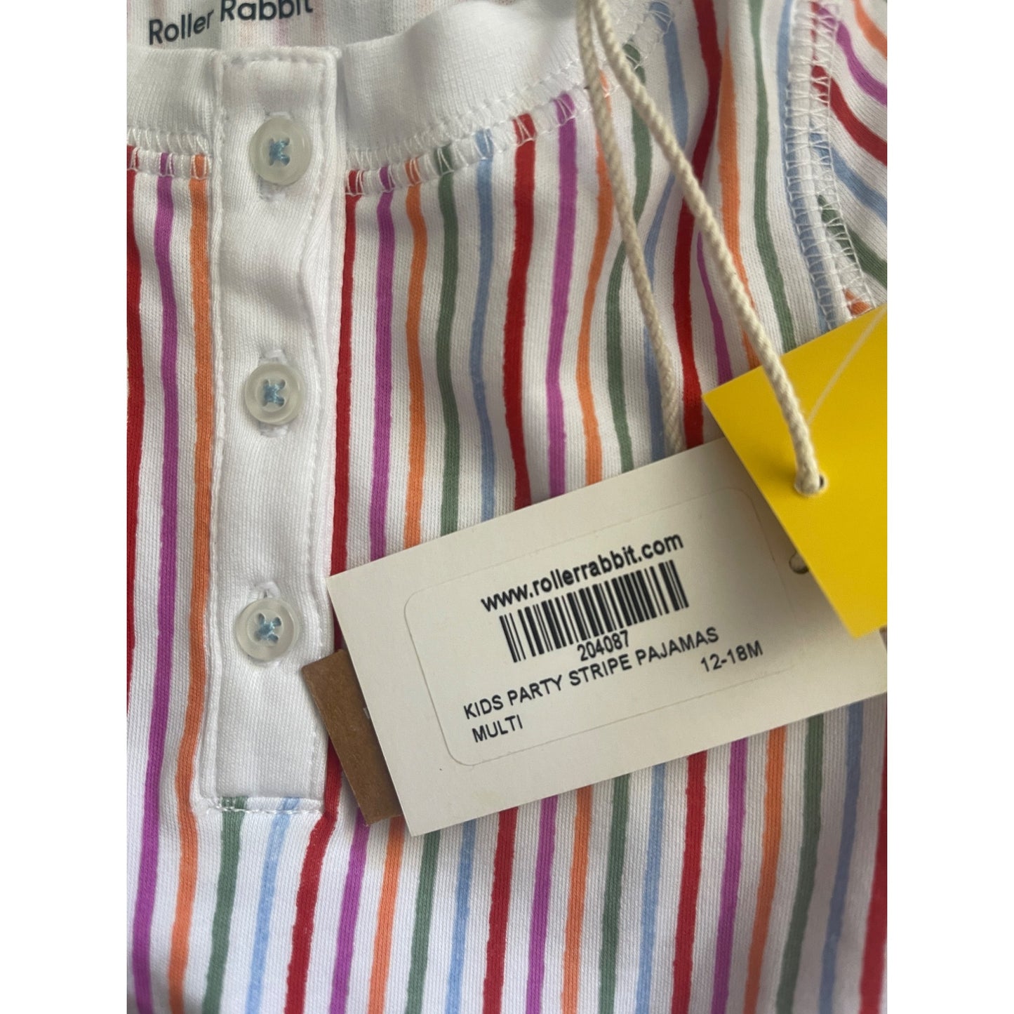 NWT Roller Rabbit 12-18 Months Kids Party Stripe Pajamas Multi Pima Cotton