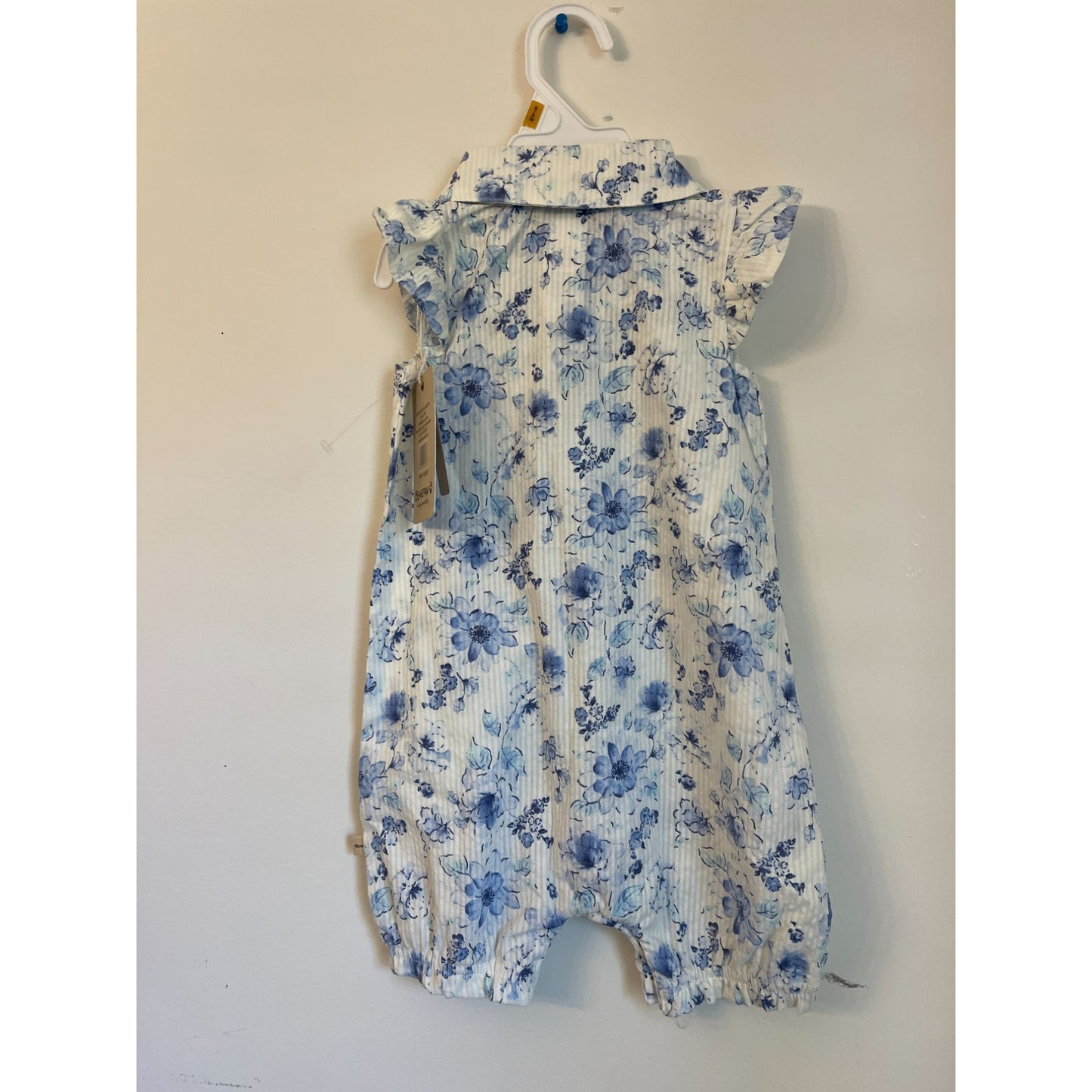 Bearpaw Baby Girls Floral Blue Romper Outfit 6/9M