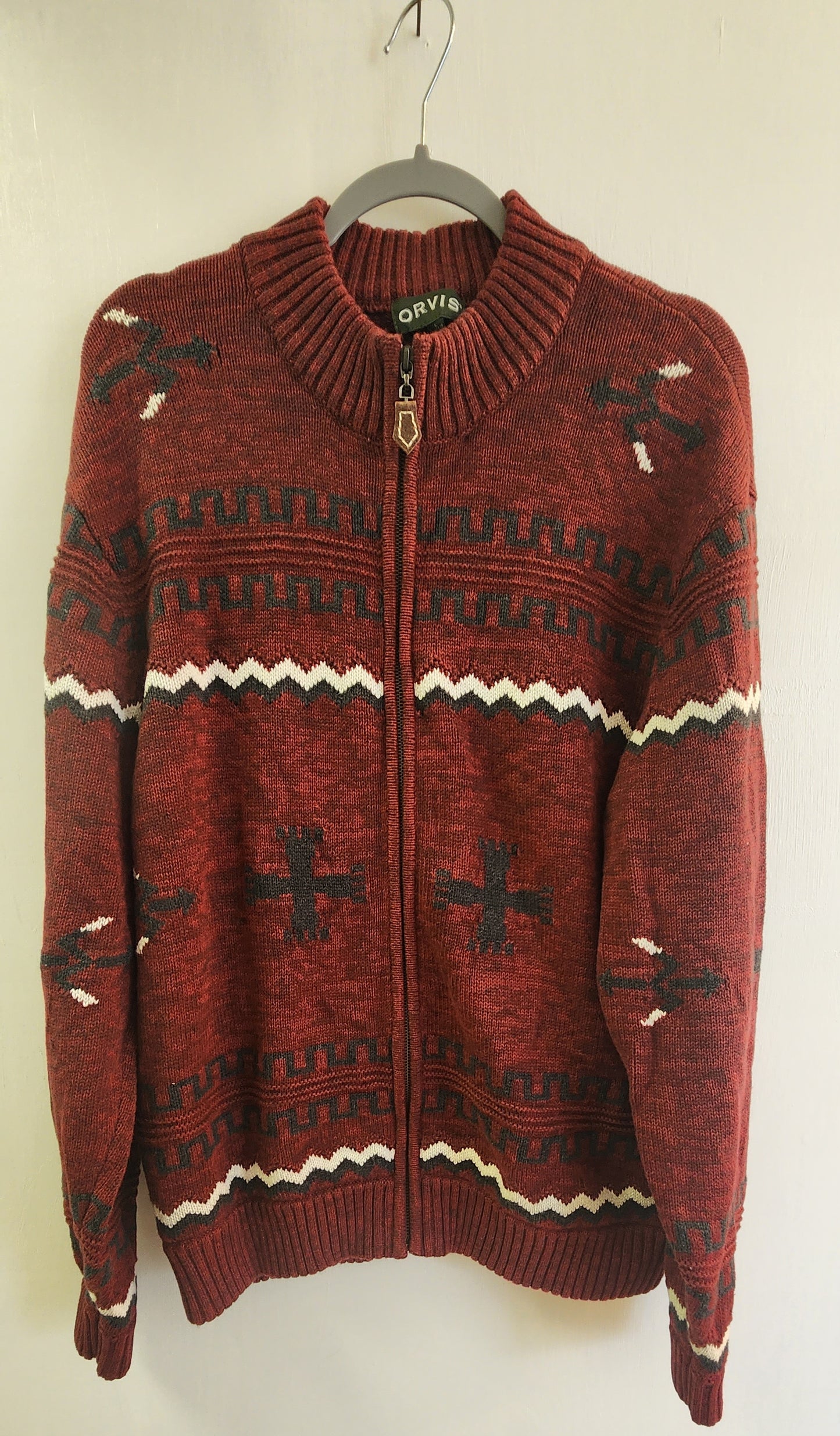 EUC Vintage ORVIS Badlands Tribal Southwest Aztec Full Zip Cardigan - Mens Large