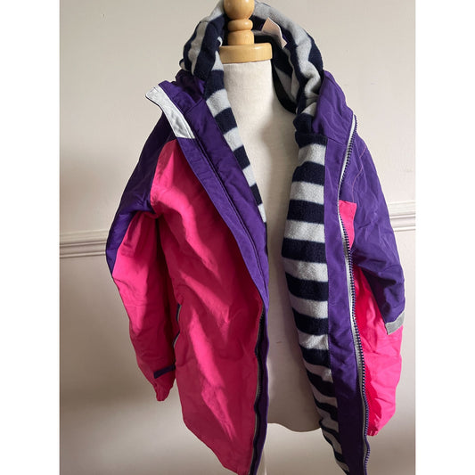 Colorful Kids Winter Jacket With Hood & Stripes Lined By Hanna Andersson 140