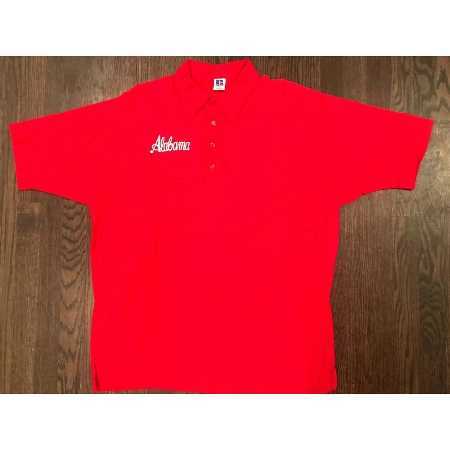 NOS Vtg Russell Athletic Alabama Crimson Tide 4-Button Polo Shirt w Pocket