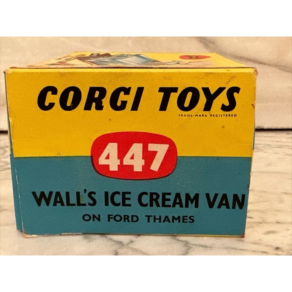 VTG ORIGINAL CORGI TOYS 447 WALL’S ICE CREAM VAN ON FORD THAMES w/ BOX