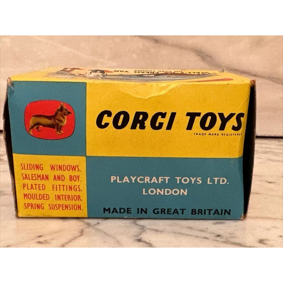 VTG ORIGINAL CORGI TOYS 447 WALL’S ICE CREAM VAN ON FORD THAMES w/ BOX