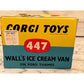 VTG ORIGINAL CORGI TOYS 447 WALL’S ICE CREAM VAN ON FORD THAMES w/ BOX