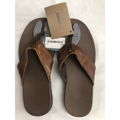 NWT johnnie-O Dockside Distressed Brown Leather Flip Flops-Sz: US MENS 9 Sandal