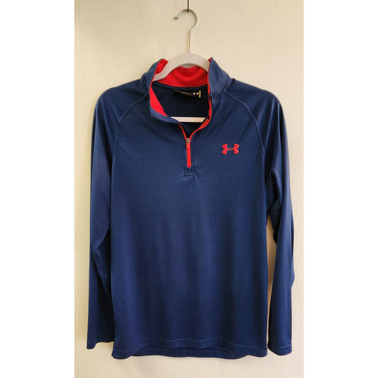 Under Armour Men's Blue Collared Plain Loose Full Sleeve T-Shirt