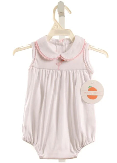 PEGGY GREEN WHITE EMBROIDERED KNIT BUBBLE WITH PICOT STITCHING