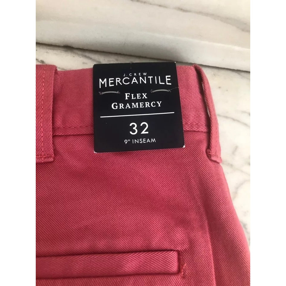 NWT J. Crew Mercantile Flex Gramercy Red Chino Shorts - mens sz 32 w/ 9” inseam