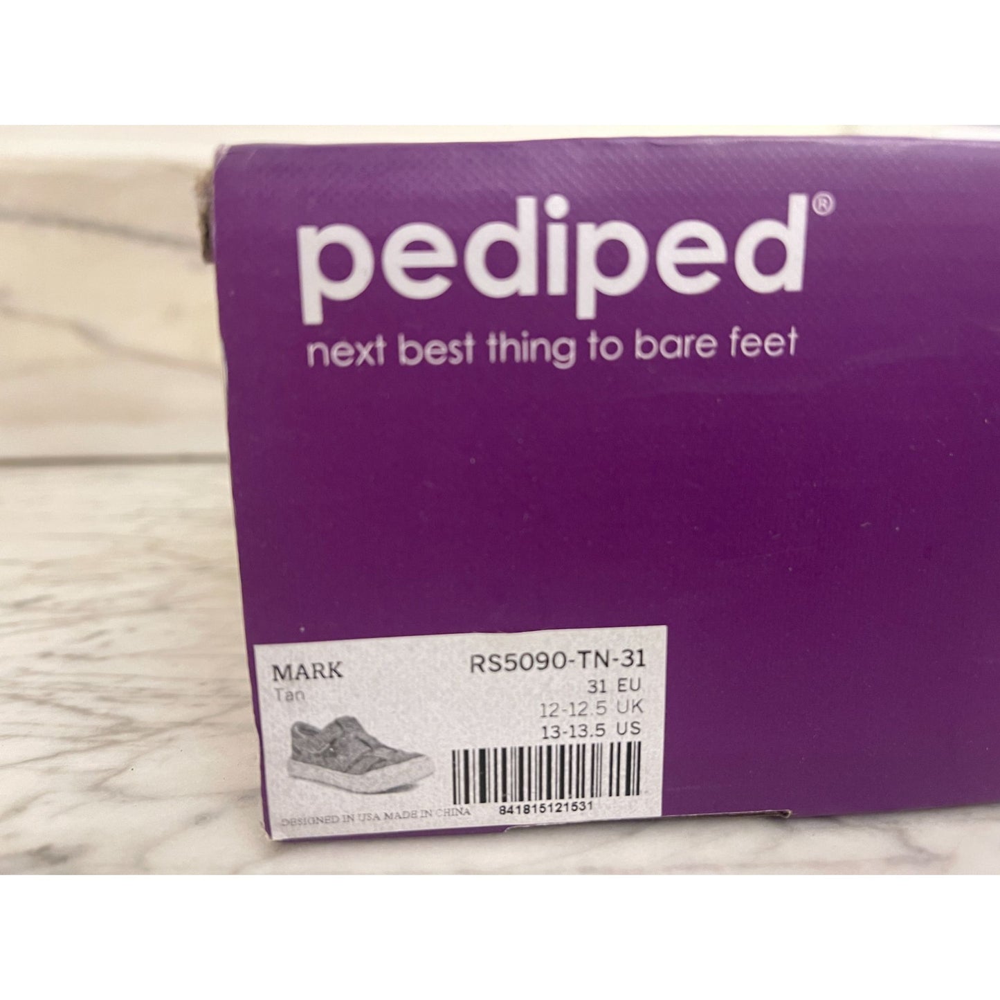 Pediped Kids Tan Leather Sandals Size 13-13.5 US With Velcro Straps & Flex Zone Sole nwt