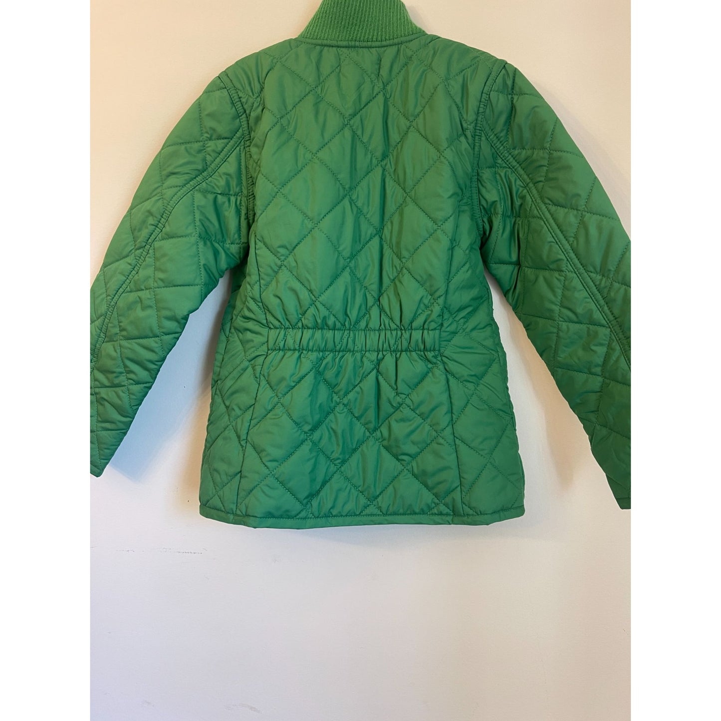 Ralph Lauren Girls Quilted Green Jacket Size 6X With Ribbed Collar & Button Pockets
