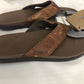 NWT  johnnie-O Dockside Distressed Brown Leather Flip Flops-Sz: US MENS 8 Sandal