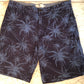 EUC Steel & Jelly Flat Front Chino Shorts - mens sz 34 - Navy Blue w/ Palm trees